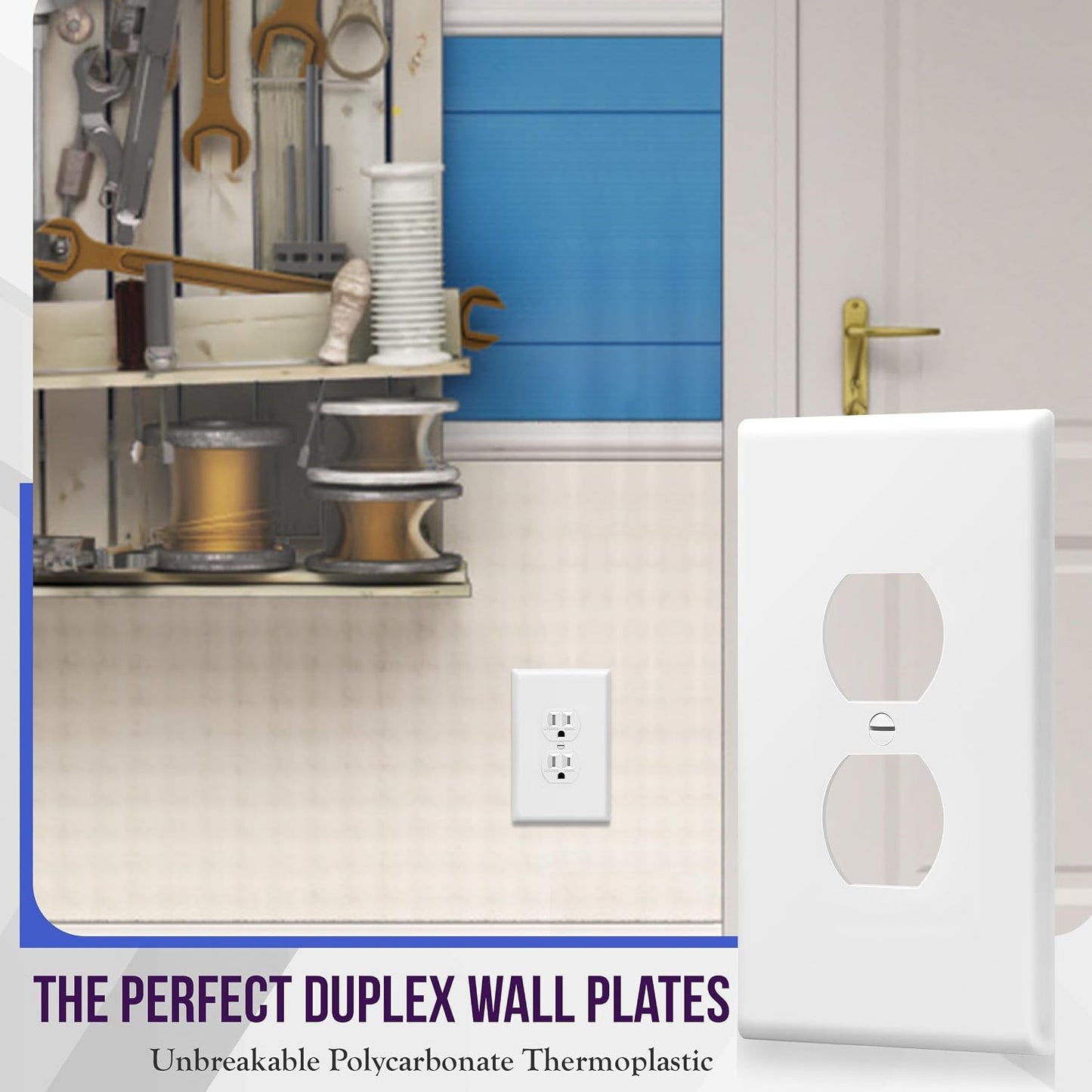 ENERLITES 20 Pack Oversized Duplex Outlet Covers, Jumbo Wall Plate, White | Over-size 1-gang 5.5" x 3.5", hide