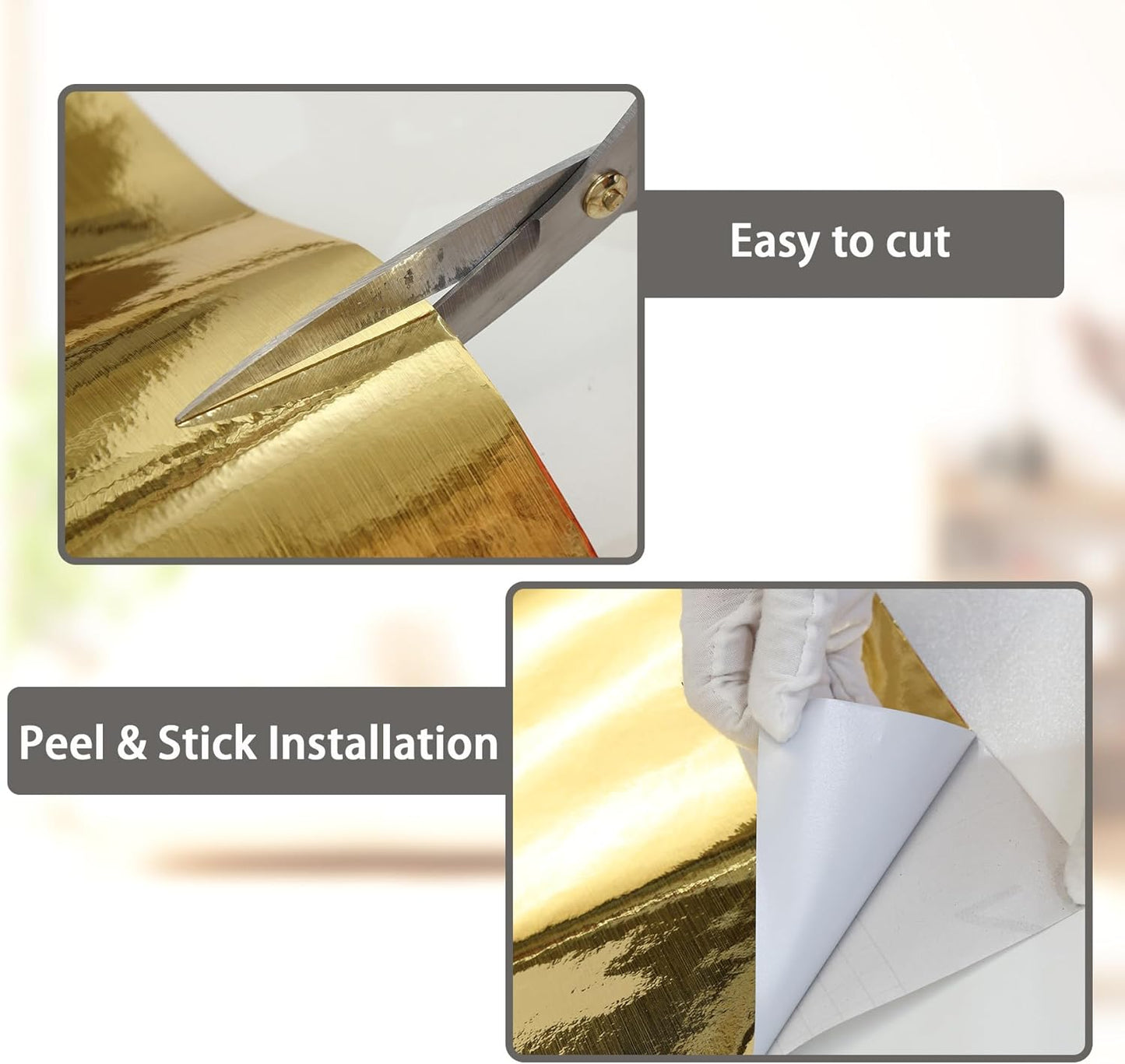 Peel and Stick Wallpaper Border / 3.9 x 394 / Brushed Gold