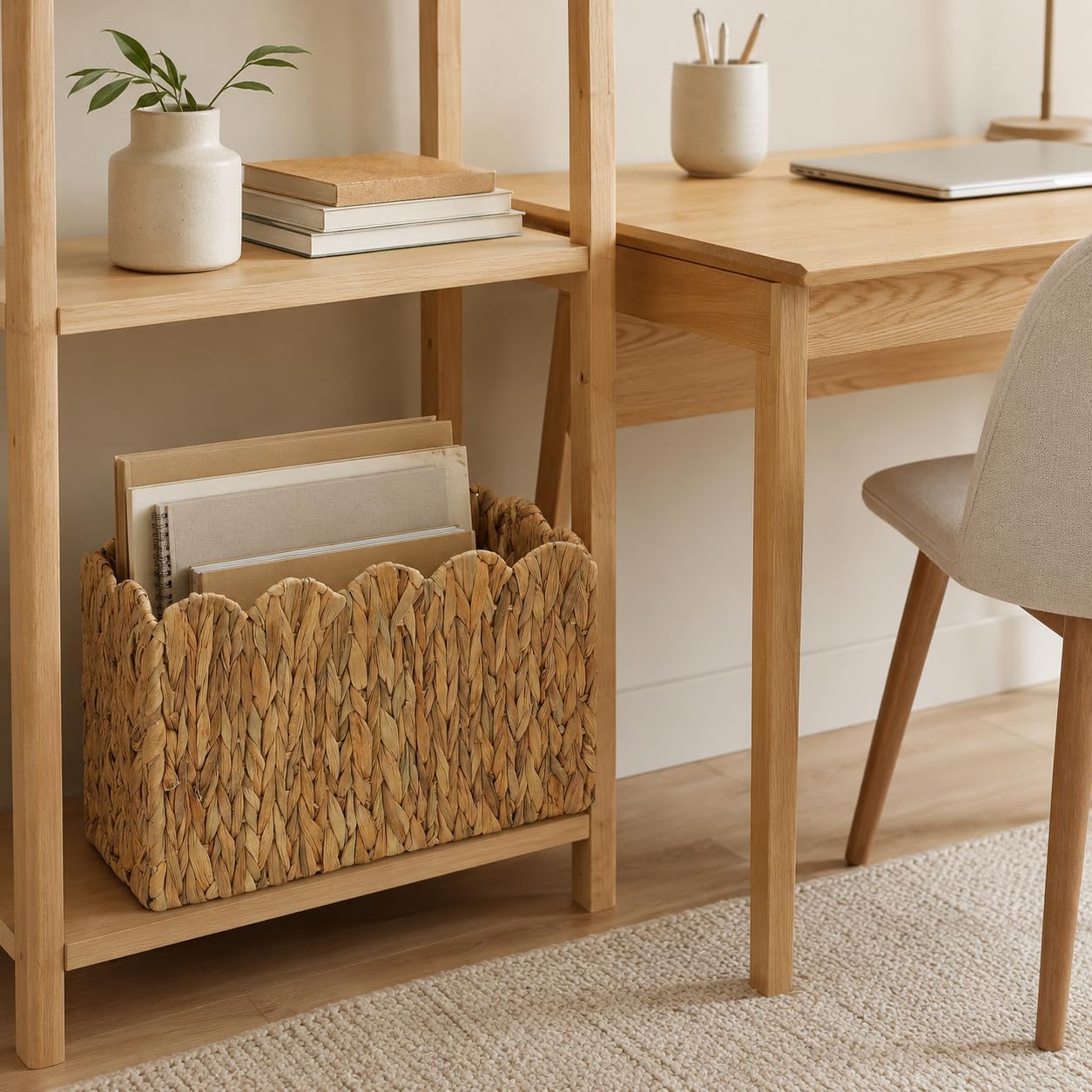 Tall Narrow Wicker Magazine Basket