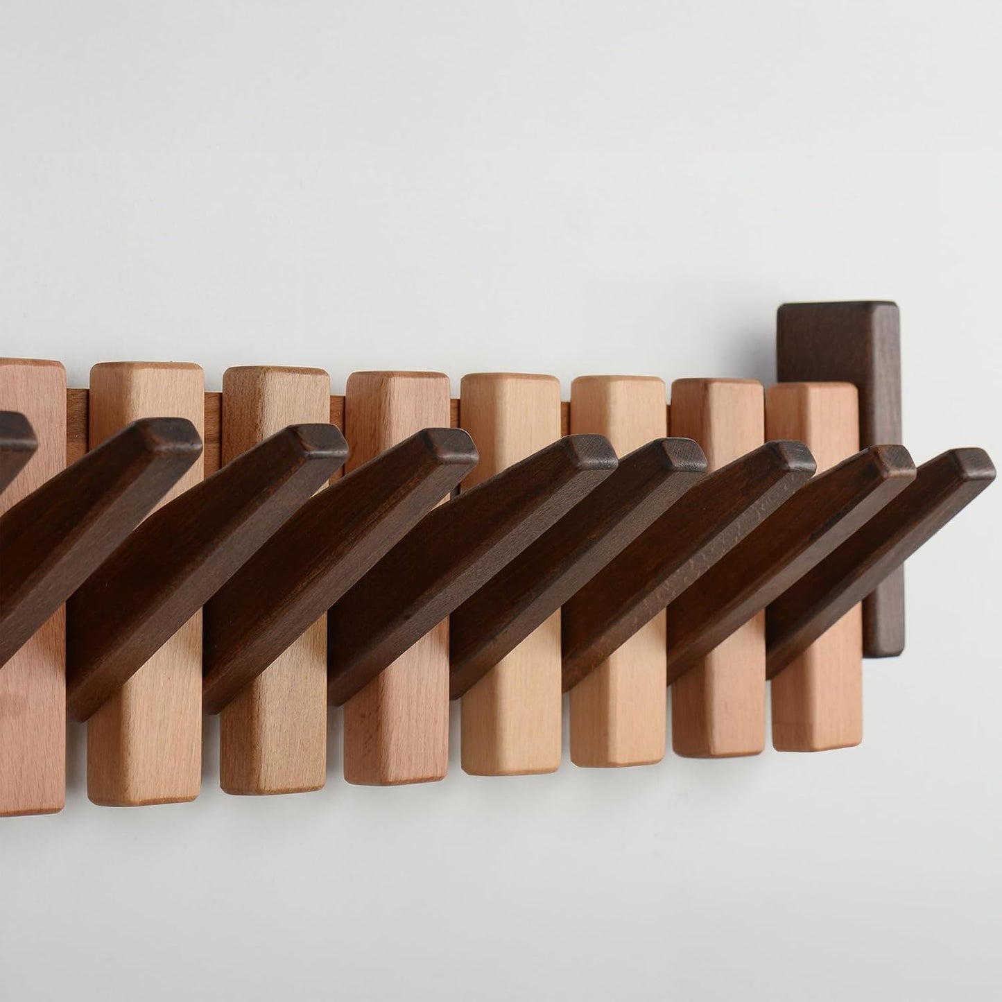Piano Key Coat Rack / Beech-regular-natural-brown / 10 Hooks