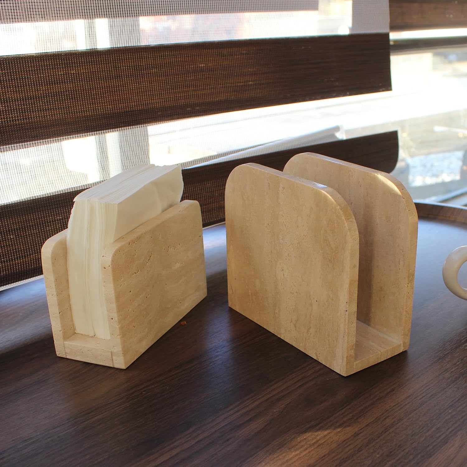 Travertine Napkin Holder / Small / Natural