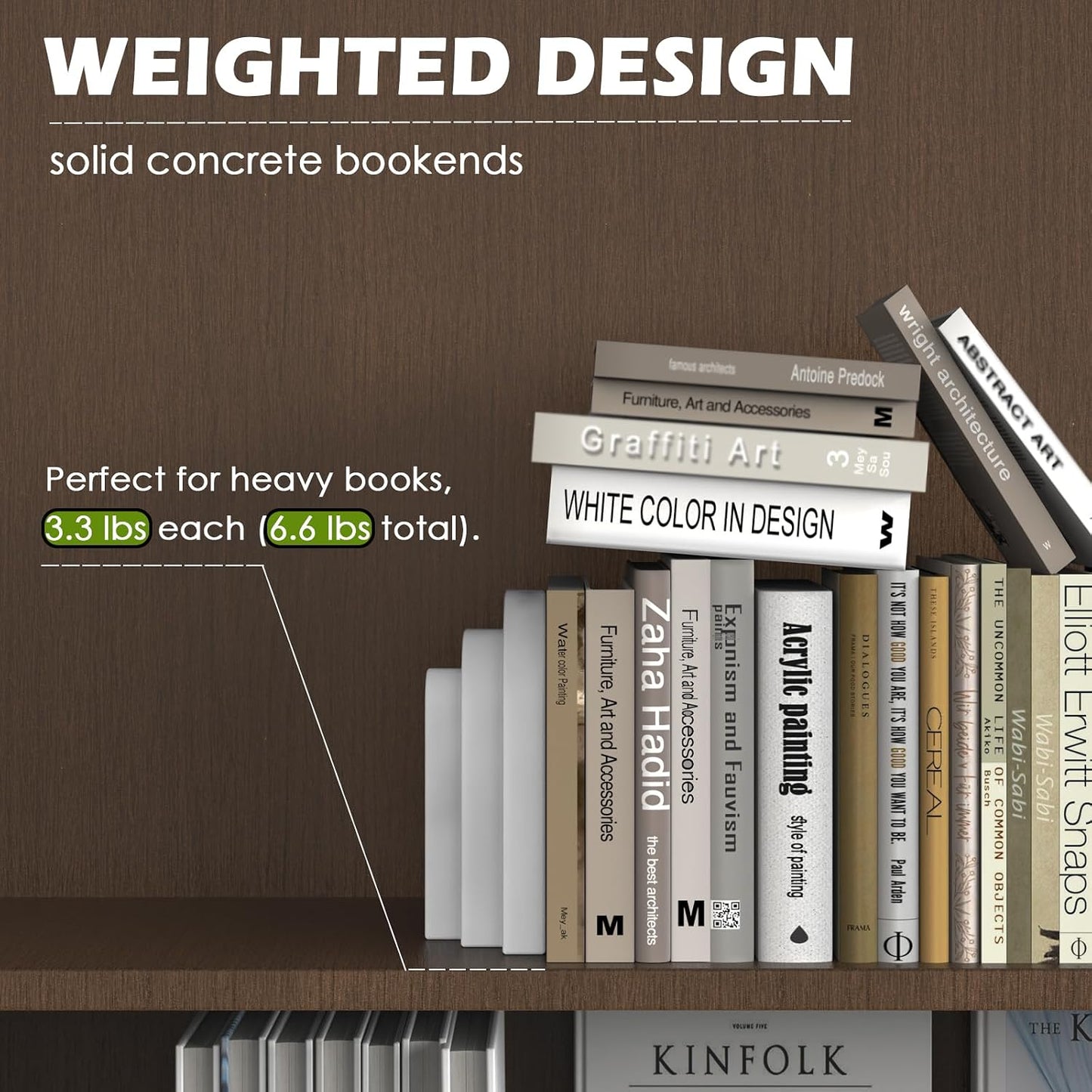 Wegaso Heavy Duty Concrete Bookends / Beige