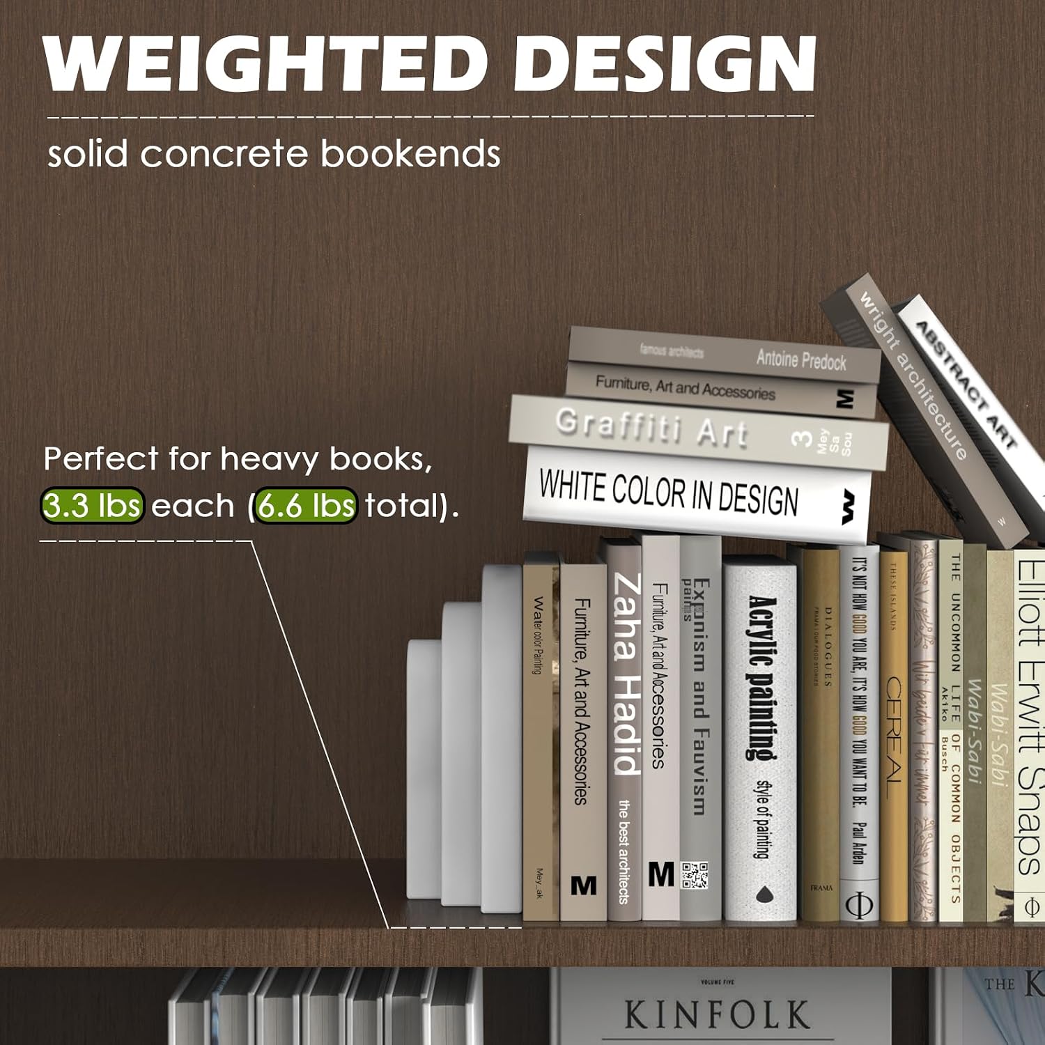 Wegaso Heavy Duty Concrete Bookends / Beige