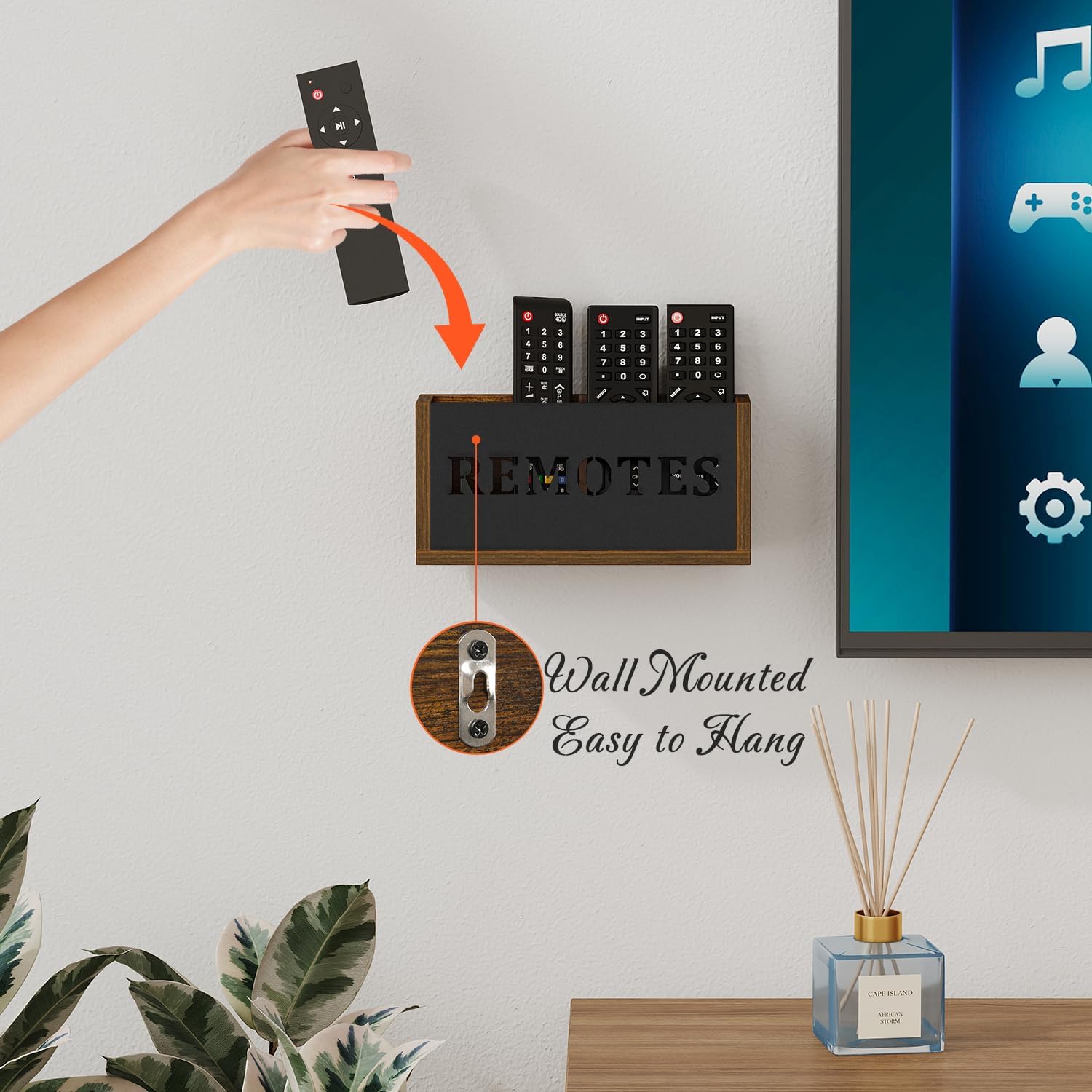 Remote Organizer Divided / Rustic Brown - Style B / Small