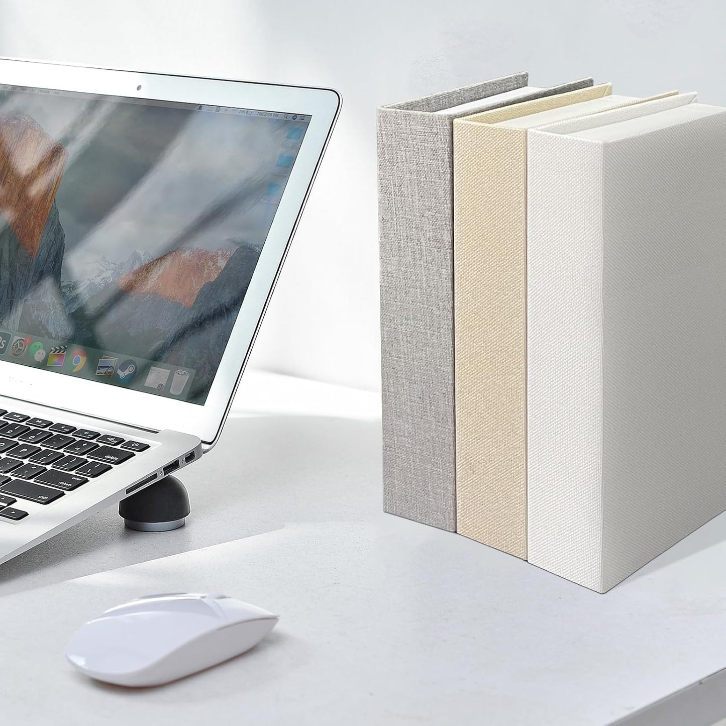 Faux Books for Decorative / White&grey&beige / Set of 3