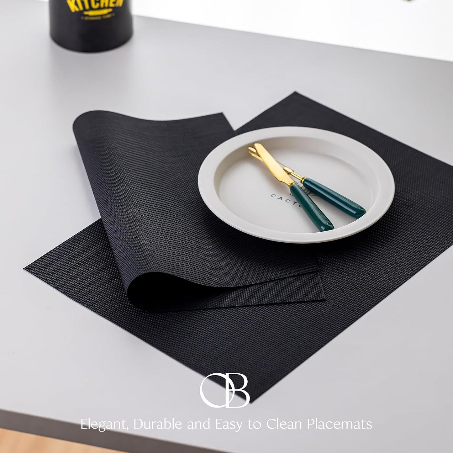 Placemats Set of 12 - Easy Clean Woven Vinyl Placemats for Dining Table, Indoor/Outdoor Place Mats, Washable PVC Table