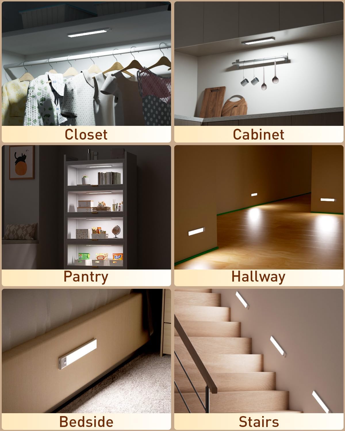 Under Cabinet Light with Remote,12 Inch Rechargeable Motion Sensor Light Indoor, 80-LED Closet Lights Wireless