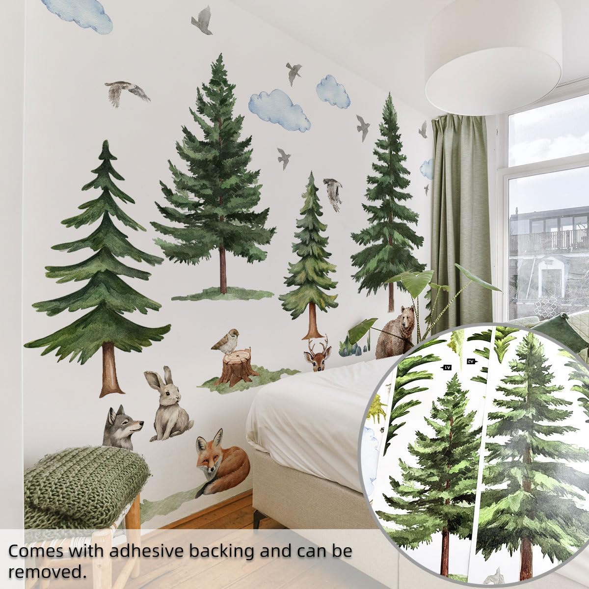 Forest Wall Decals Large Woodland Mountain Pine Tree