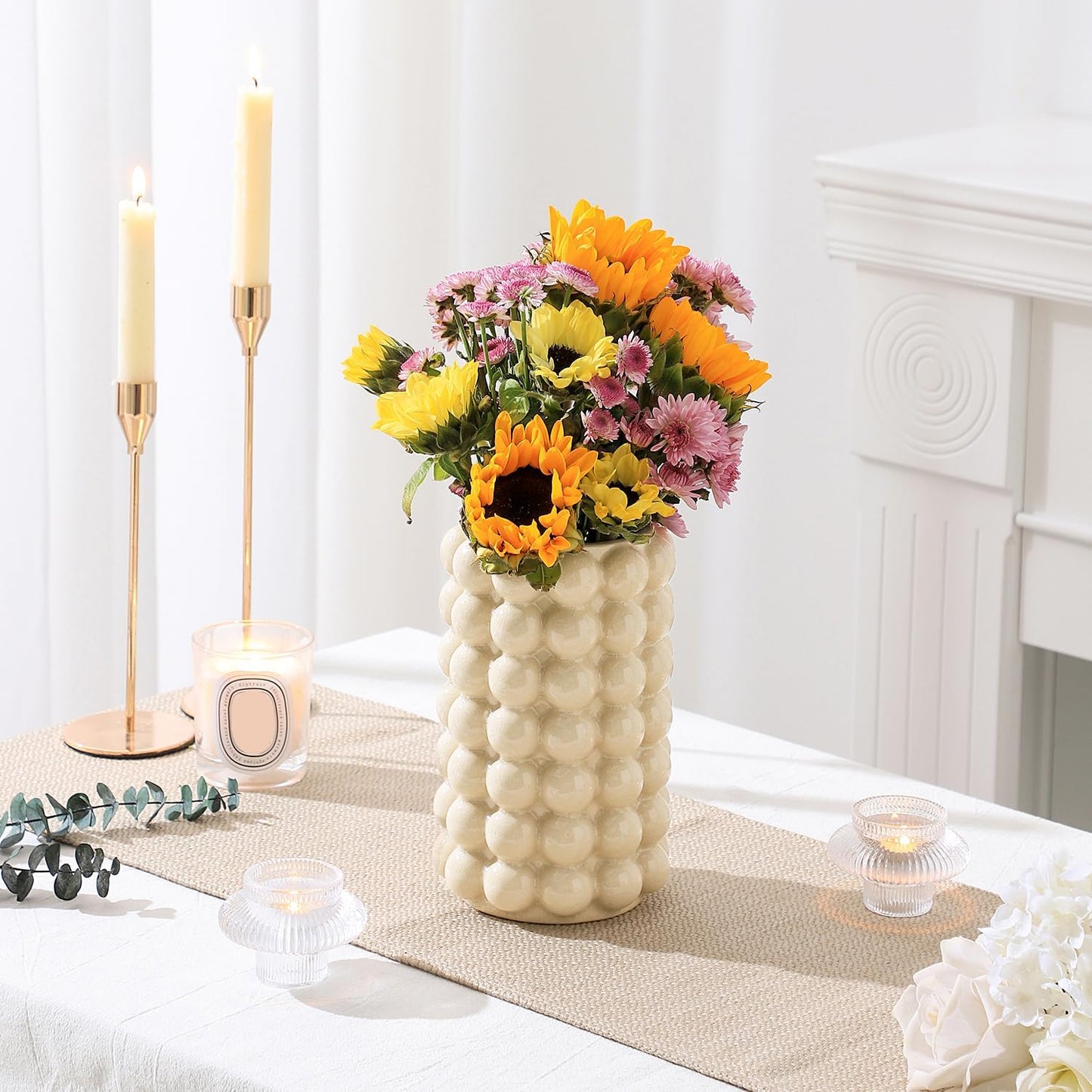 Ceramic Vase for Boho Decor / Beige / Large