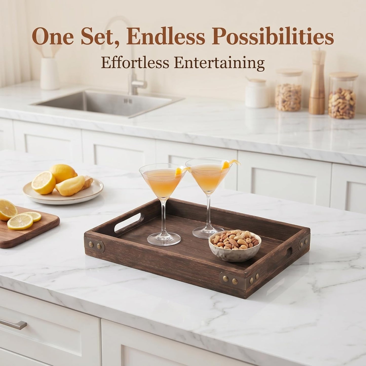 Wood Serving Tray / Set of 3