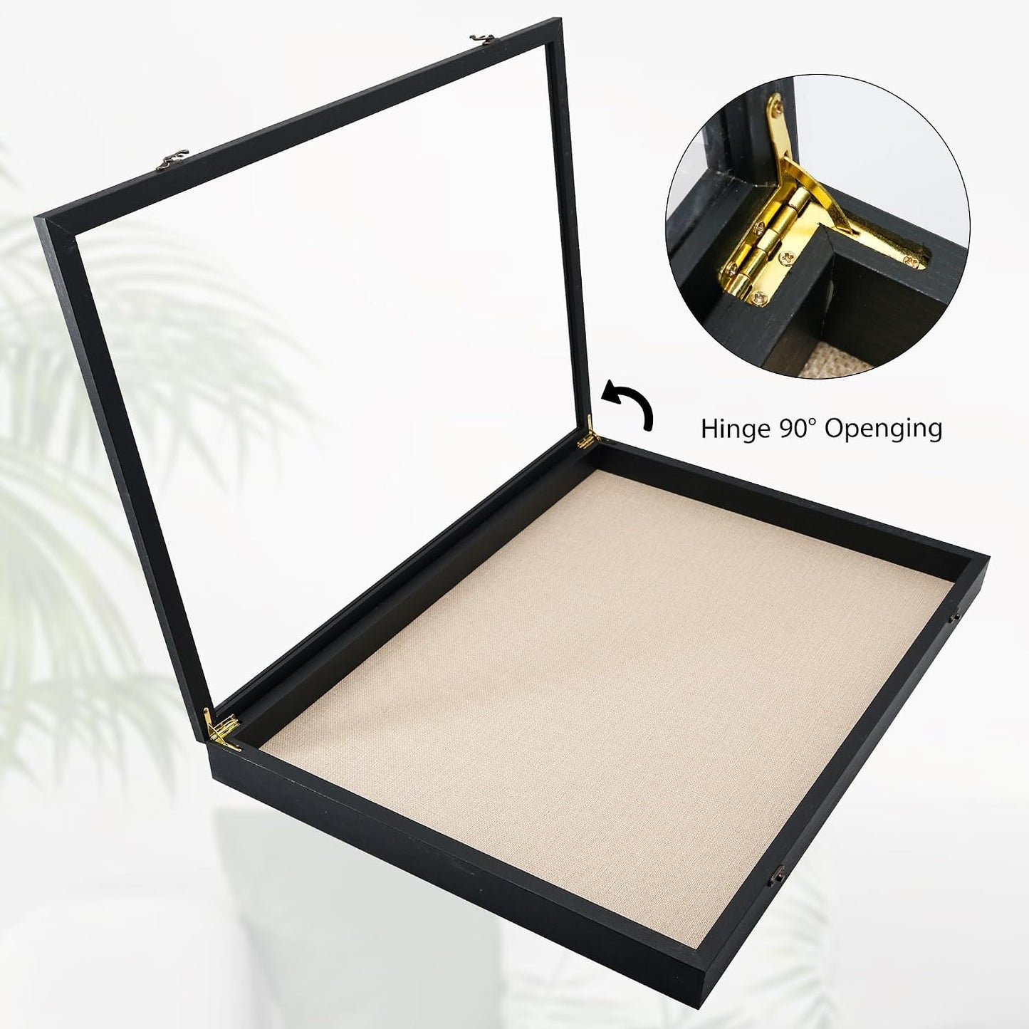 GraduationMall 18x24 Wood Shadow Box Frame Glass Door Display Case with Linen Back and 6 Stick Pins,1.5 inches Interior