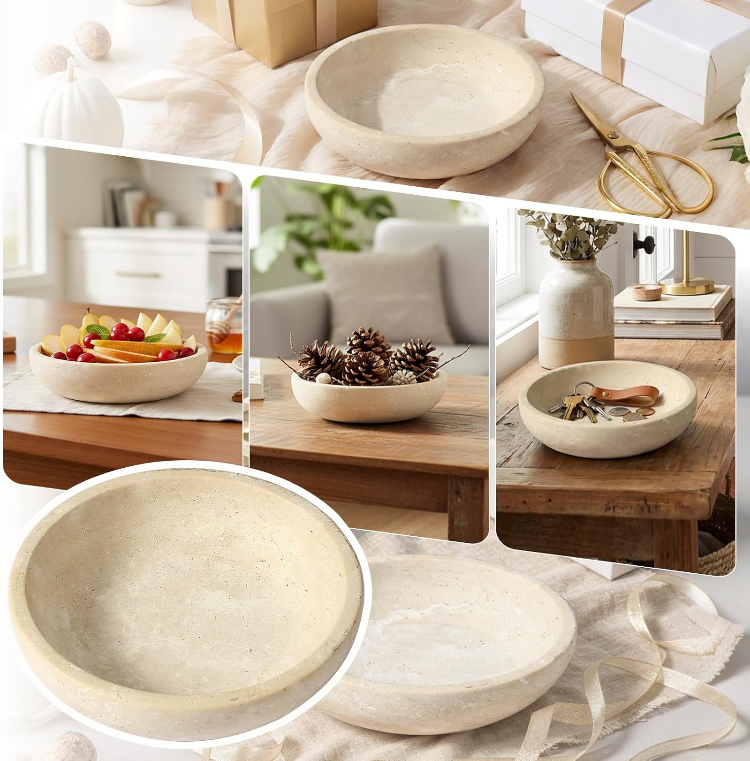 7.8" Modern Home Decor Key Bowl for Entryway / Natural