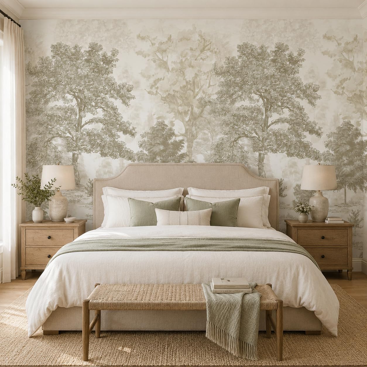 Vintage Forest Wall Murals Peel and Stick " Tree Wallpaper / 148 x 98 / Neutral / Beige