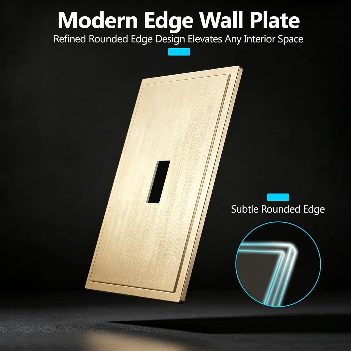 LIDER Modern Ogee Edge Screwless Wall Plate, Mid-Size 1-Gang Toggle Cover 4.88” x 3.11”, Contemporary Decor Style, ETL