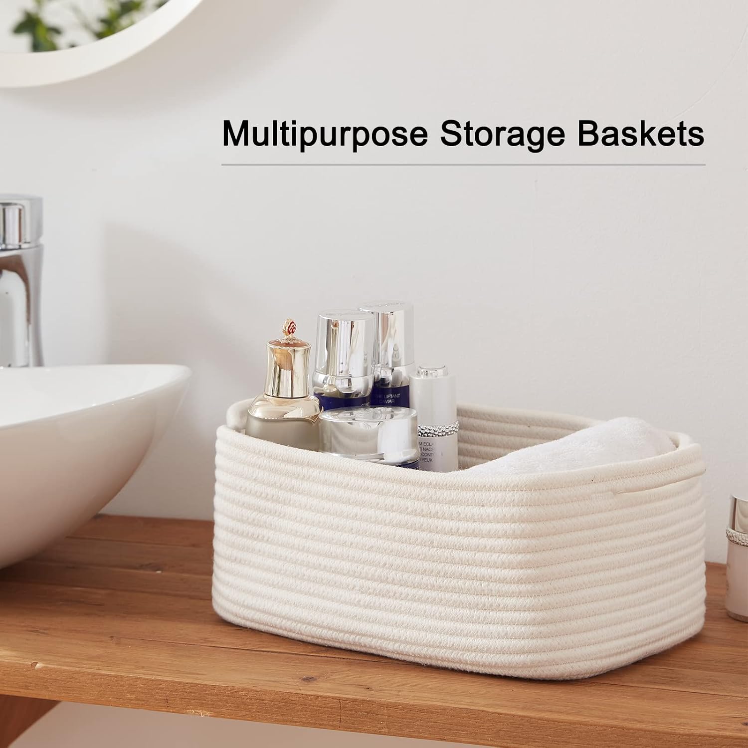 Cotton Rope Storage Baskets / Pure and White / Set of 3