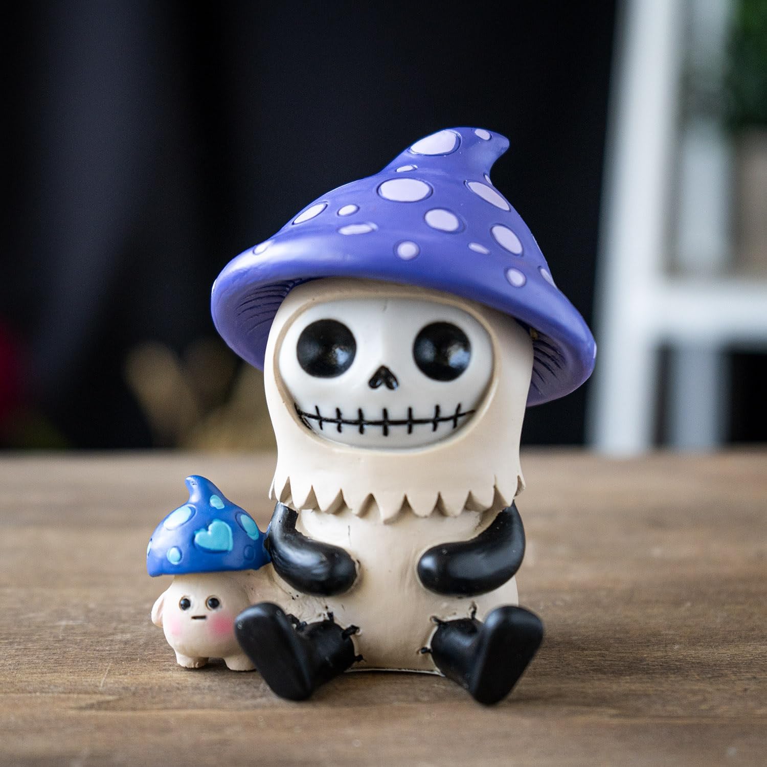 Purple Kinoko Furrybones Collectible Figurine Skeleton in Mushroom Costume / Purple/blue/white/black