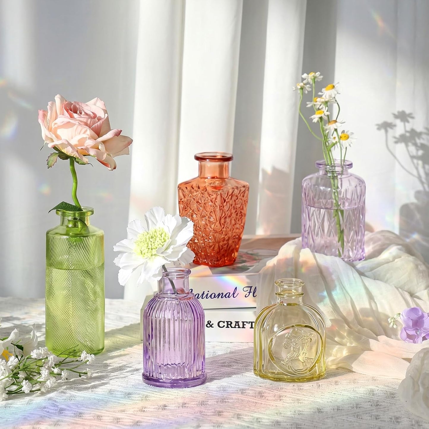 Glass Bud Vase Set / Colorful / Set of 36