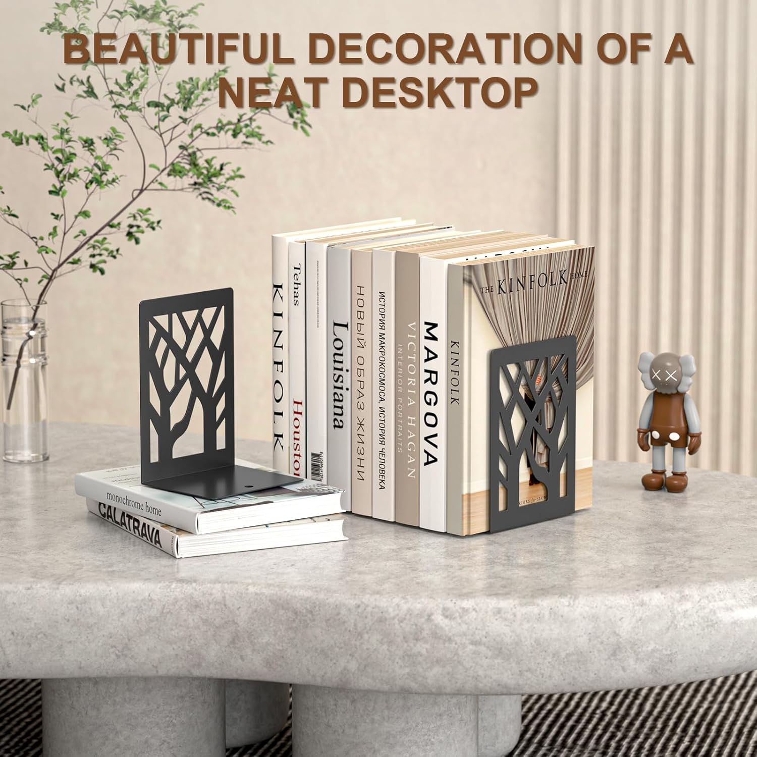 8-Piece Metal Bookends / Black Bookend 4 Pairs
