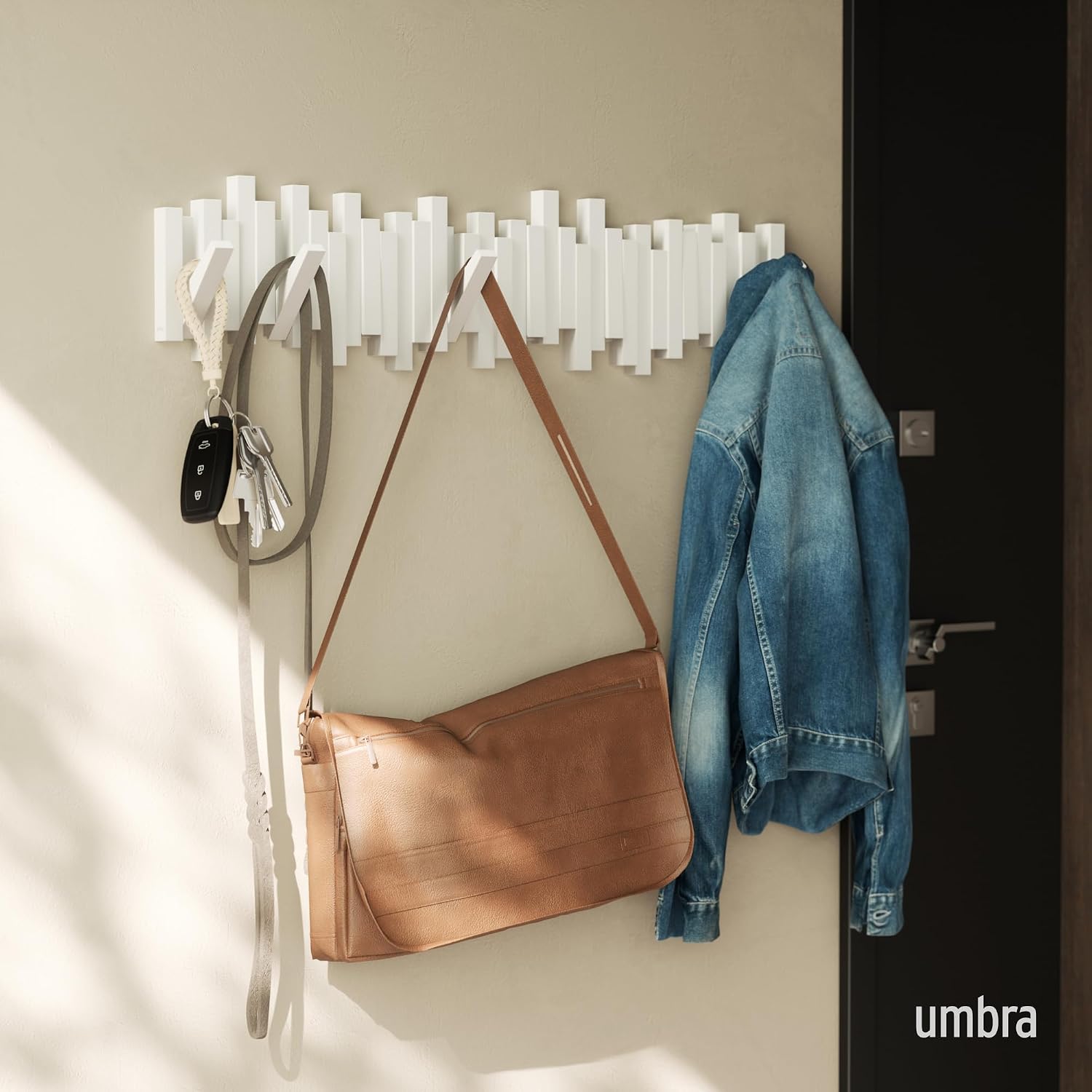 Space-Saving Storage Organizer / White / 8-hook