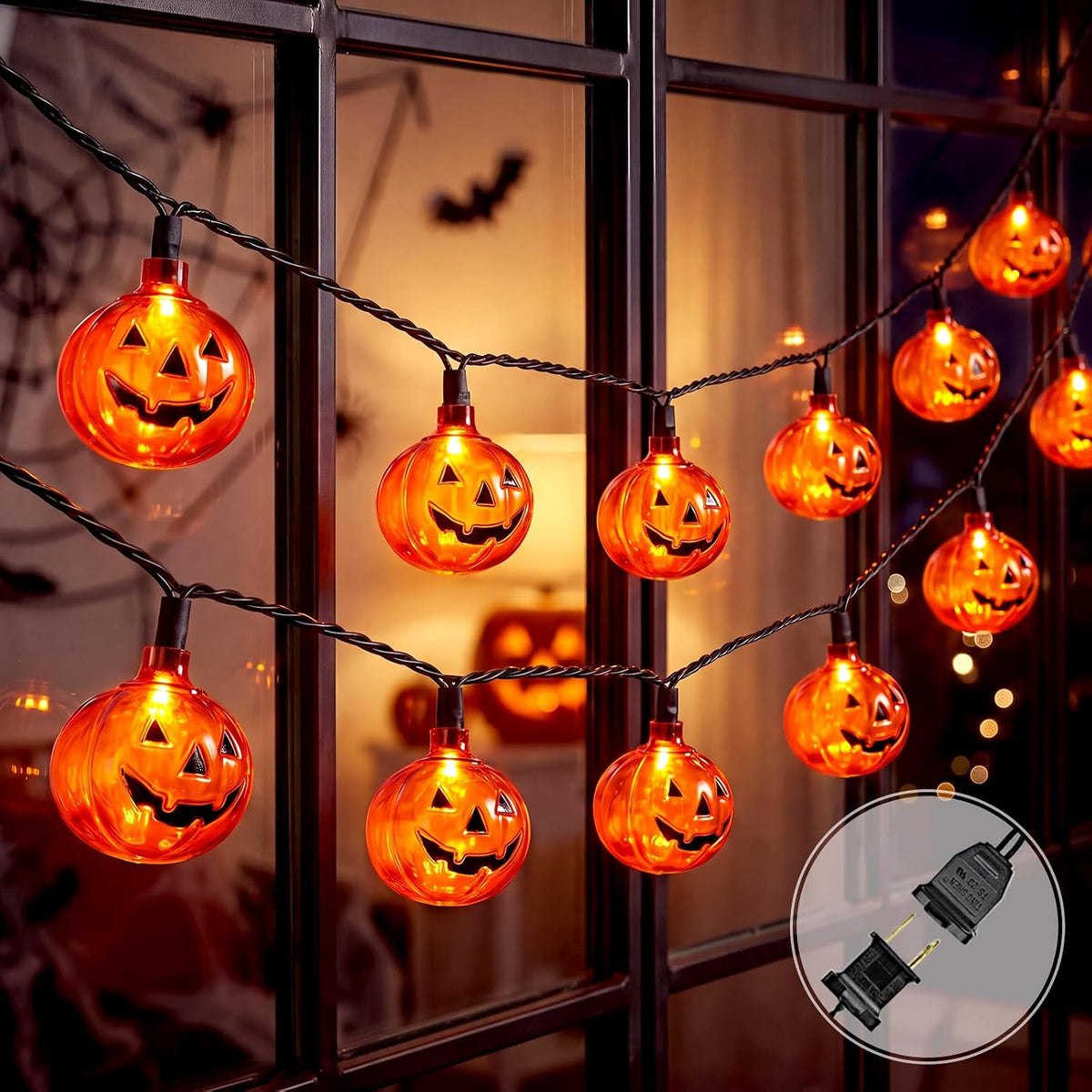 12FT Halloween Pumpkin Lights String, 20 Pumpkin Lantern String Lights
