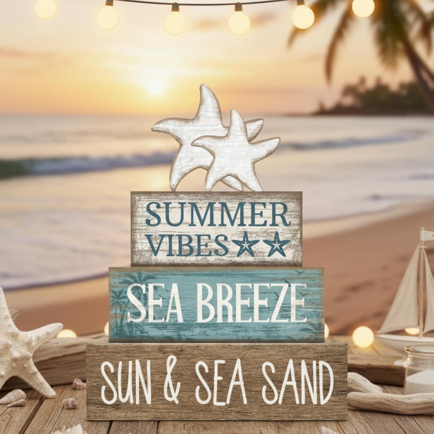 Summer Beach Decorations / Retro Starfish / Set of 4