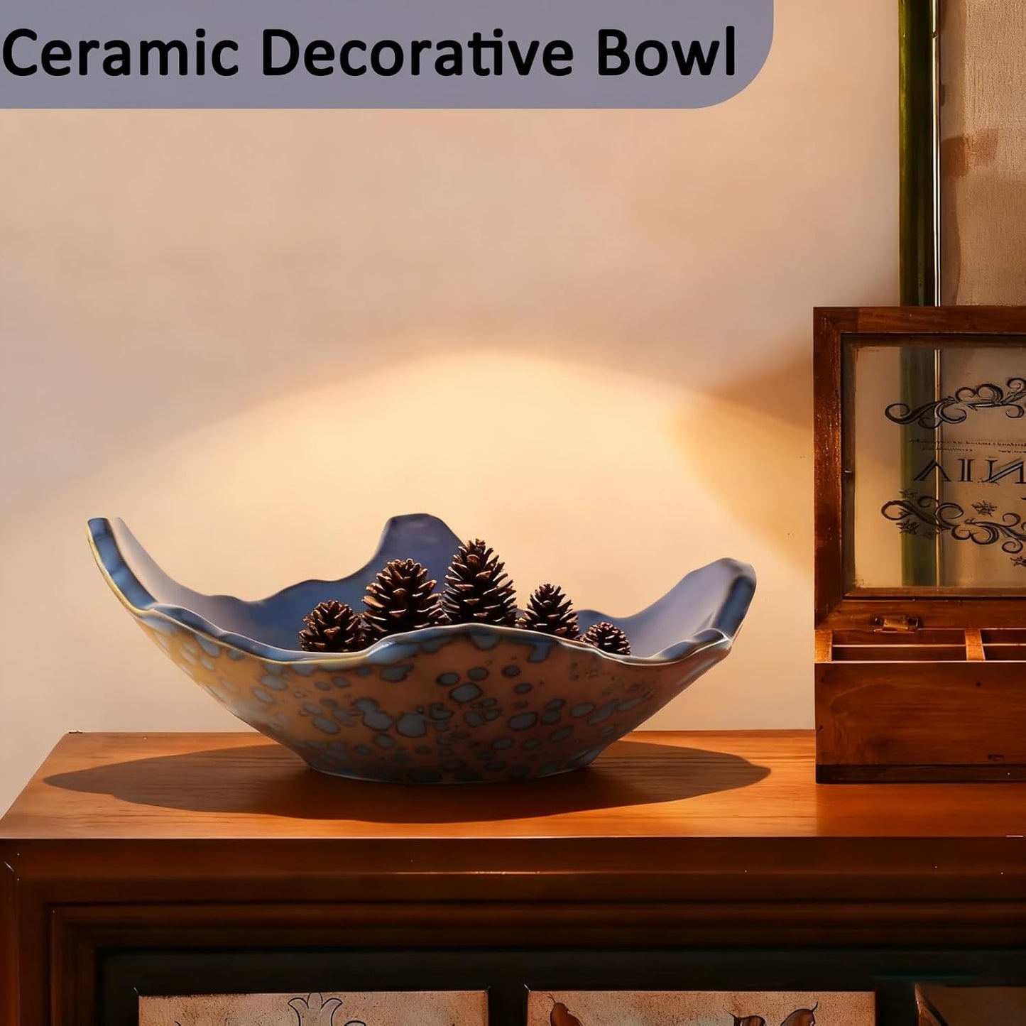 8" Small Ceramic Decorative Bowl / Starry Blue