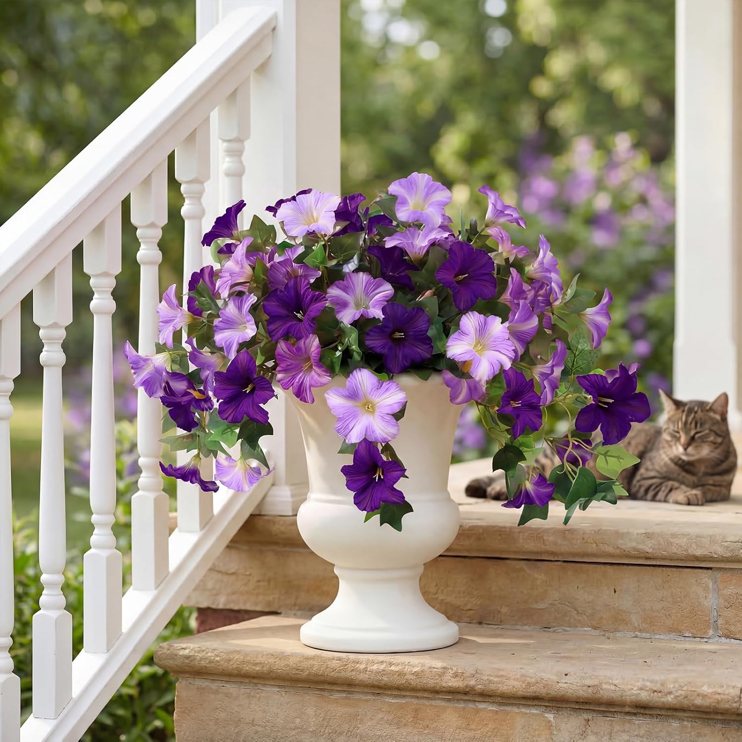Artificial Hanging Flowers / Purple White / Only / Set of 3