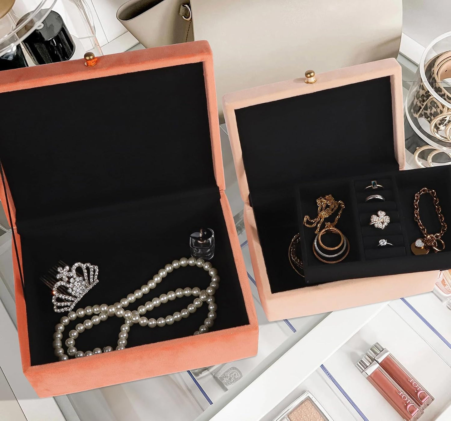 Velvet Jewelry Boxes Decorative Boxes / Orange