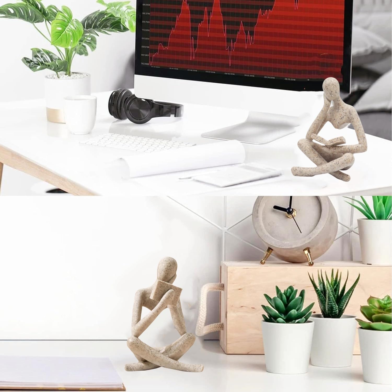 Modern Aesthetic Figurine Decoration Status / Sandstone / Set of 2