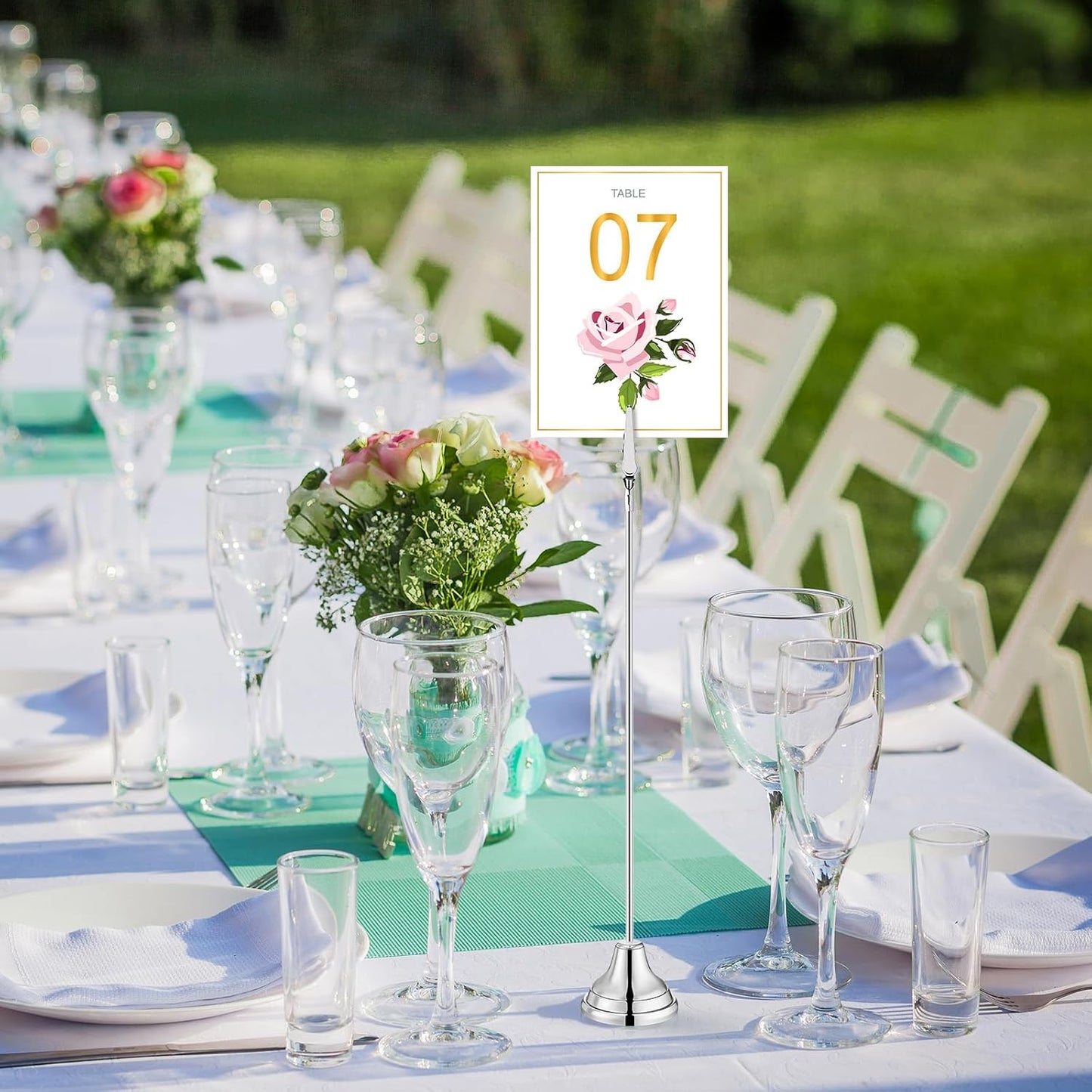 Skyygemm 12 Pcs Table Number Holders Metal Alligator Clip, Silver, 12 Inch | Cone Base Clips for Place Cards, Food