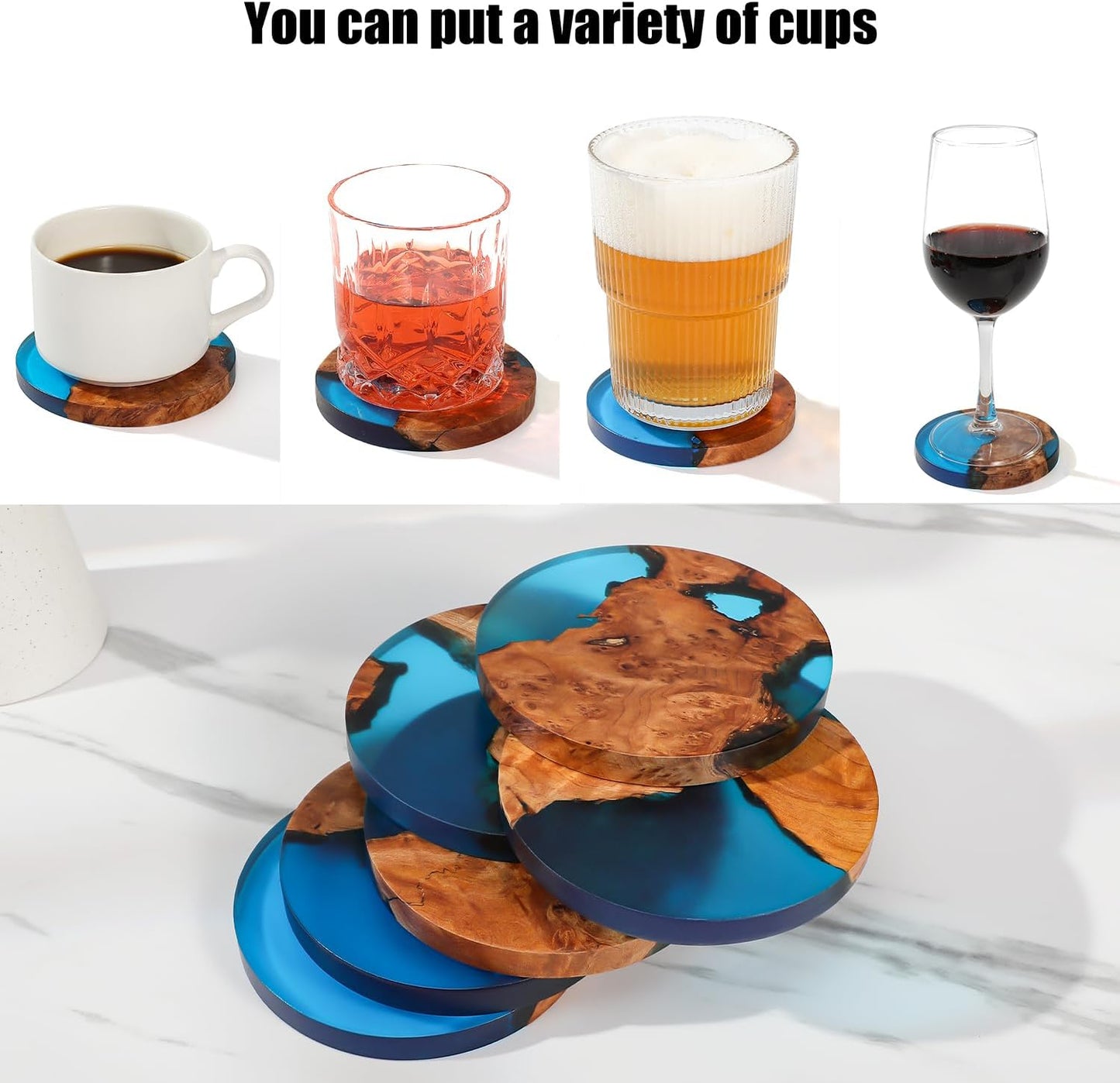 Holder / Wooden Beverage Coaster / Set of 6