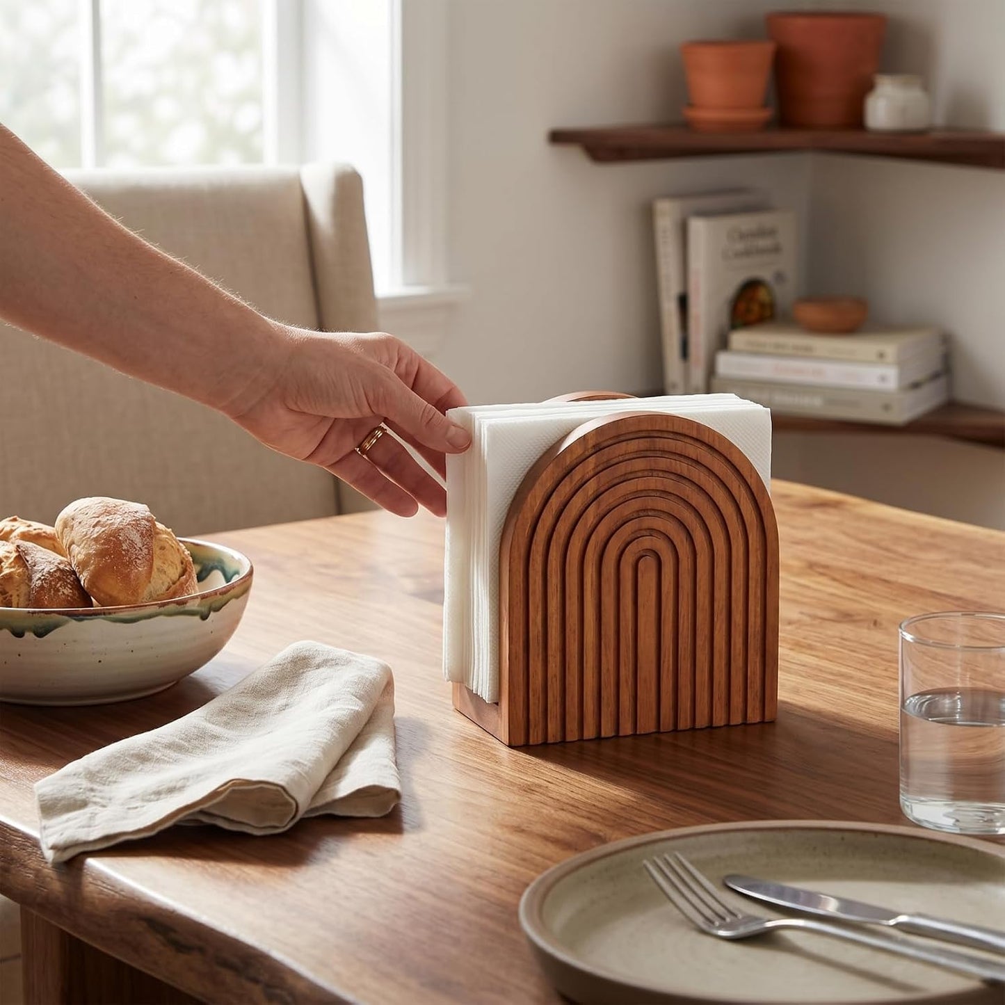 Wooden Napkin Holder / Boho Style / Burlywood / Natural