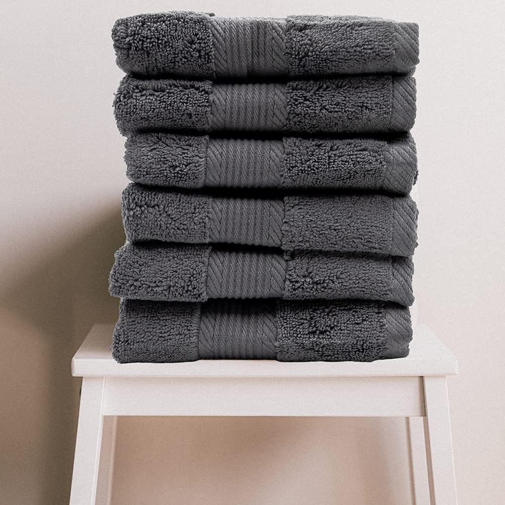 Linteum Textile 12 Piece Towel Set, 16x28 Inch, 100% Soft Cotton Zero Twist 16 Single Yarn Ring Spun Luxury Hand and