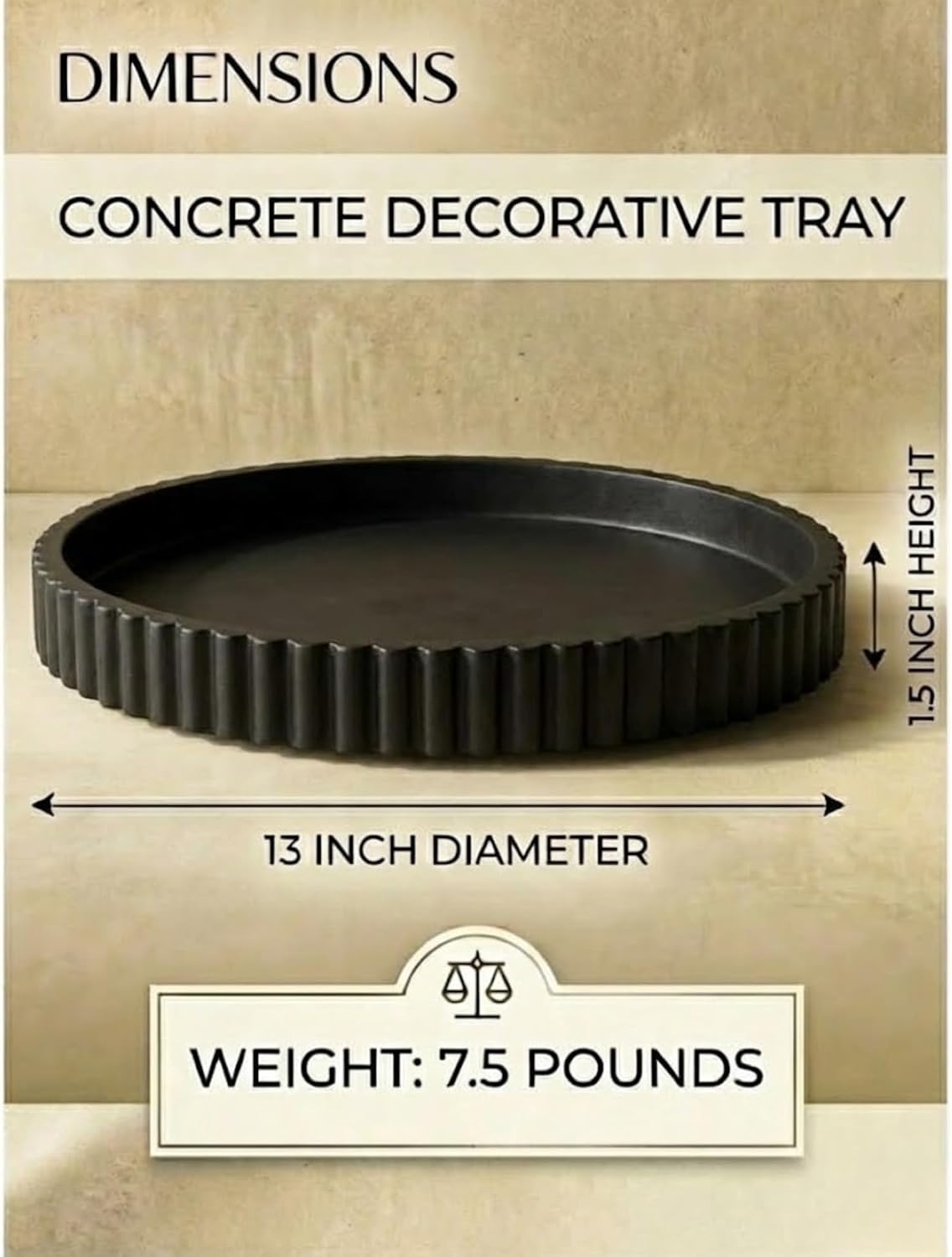 13- Round Coffee Table Tray / Black / Set of 13