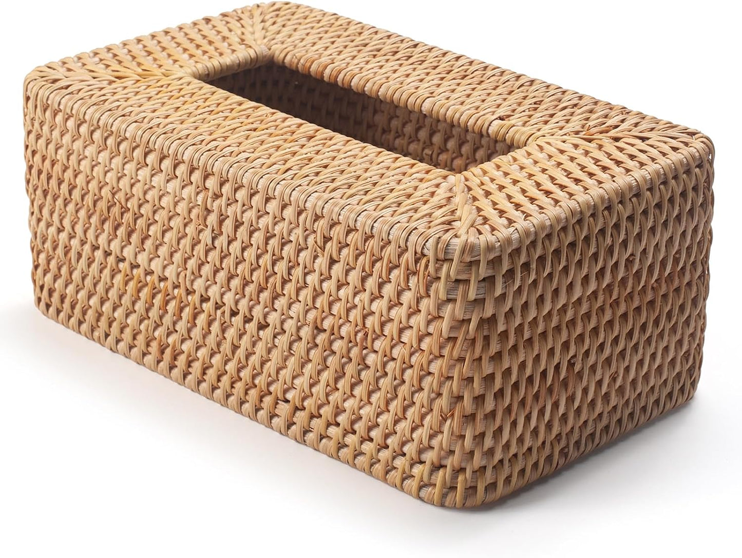Rattan Tissue Box Cover Woven Facial Napkin Holder Rectangular / Natural / 10 x 6.1 x 4.1