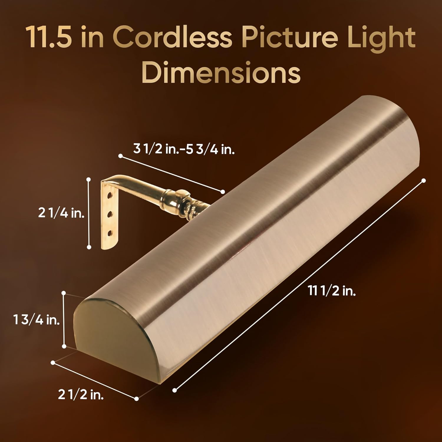Concept Lighting 102L Cordless Remote Control LED Picture Light- 11 1/2 inch Antique Brass With Silver Undertones