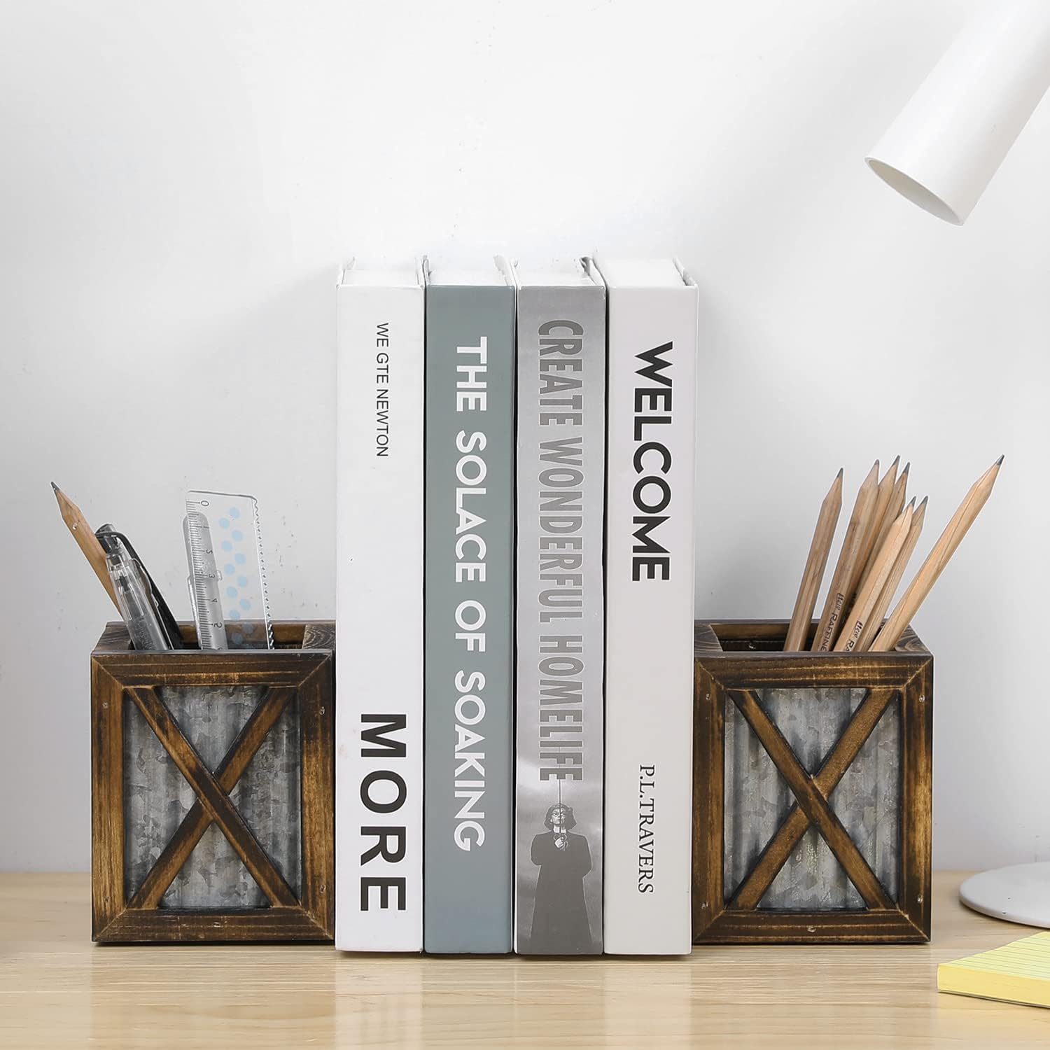 Rustic Decorative Bookends / Burnt Wood