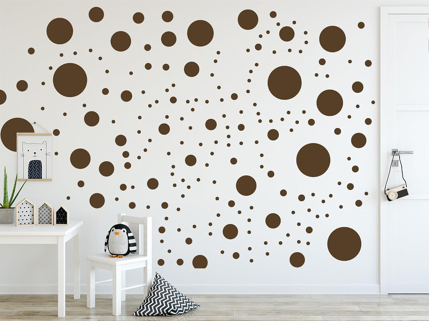 500+ Assorted Polka Dot Circle Wall Stickers for Kids Bedroom Living Room / Brown