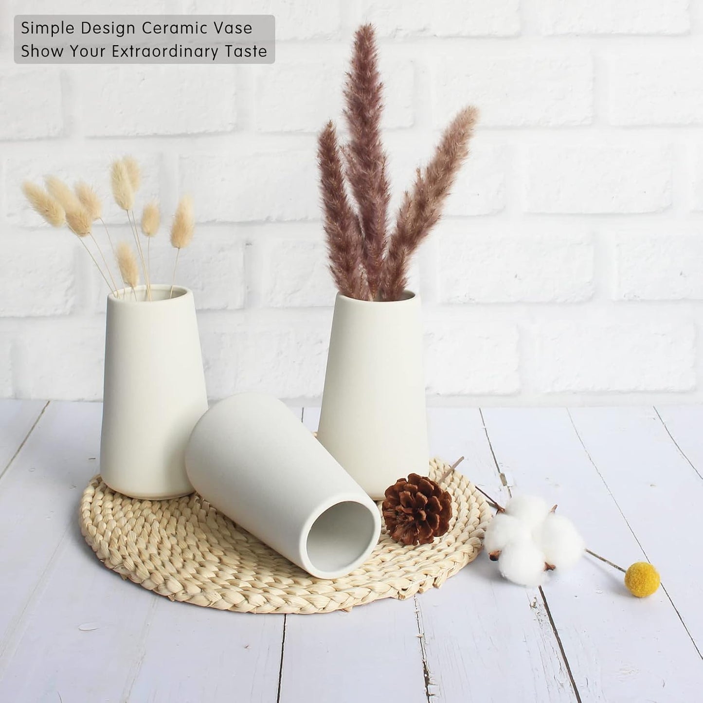 Ceramic Vases / Style A / White / 6 Inch / Set of 6