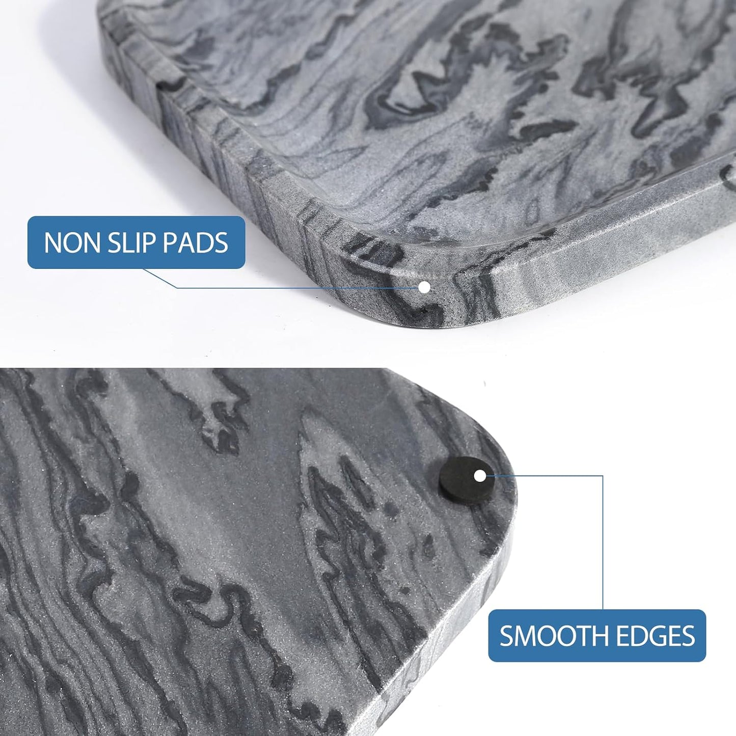 Marble Tray / Natural Marble Vanity Tray for Countertop Bathroom Kitchen Dresser / Gray / 12 x 8
