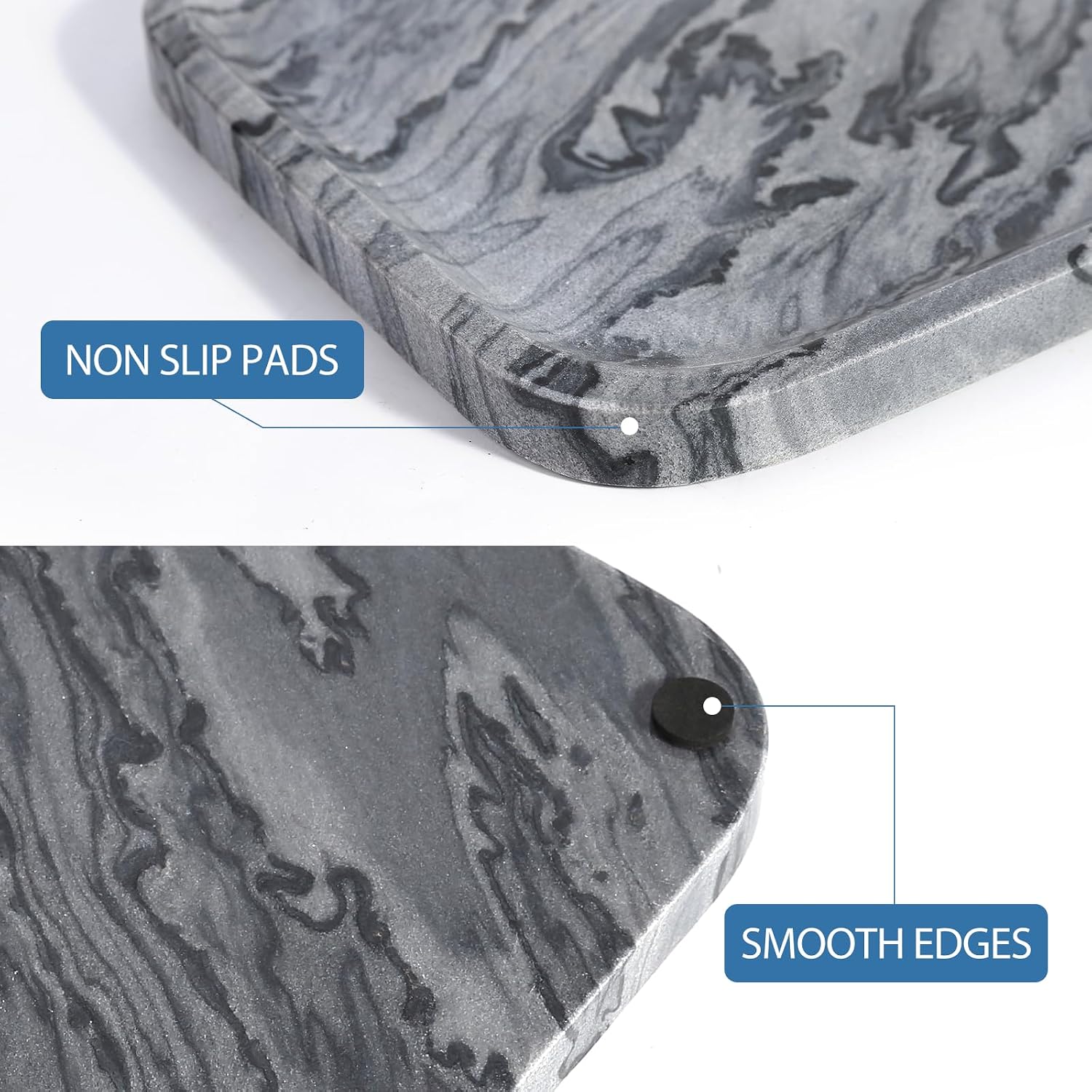 Marble Tray / Natural Marble Vanity Tray for Countertop Bathroom Kitchen Dresser / Gray / 12 x 8
