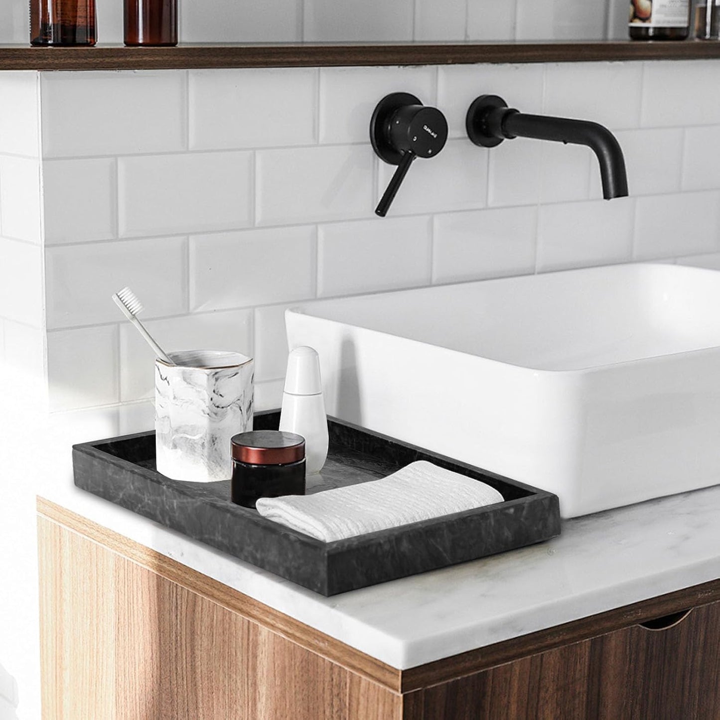 Stone Tray / Marble Trays / Black / 12 x 8