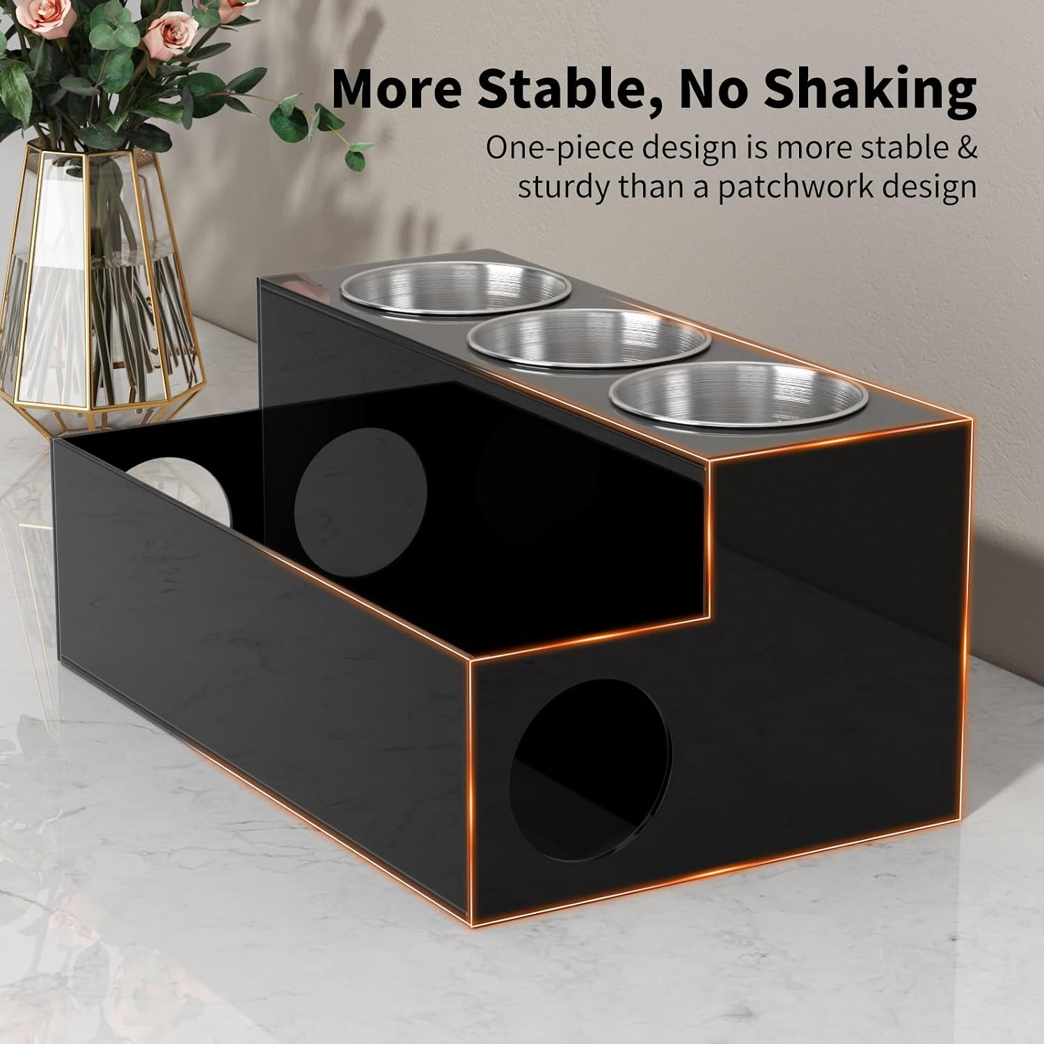 NIUBEE Acrylic Hair Tool Organizer,Hair Dryer Holder Countertop with 3 Cups | Black, Hot Tools Organizer, Hair Blow