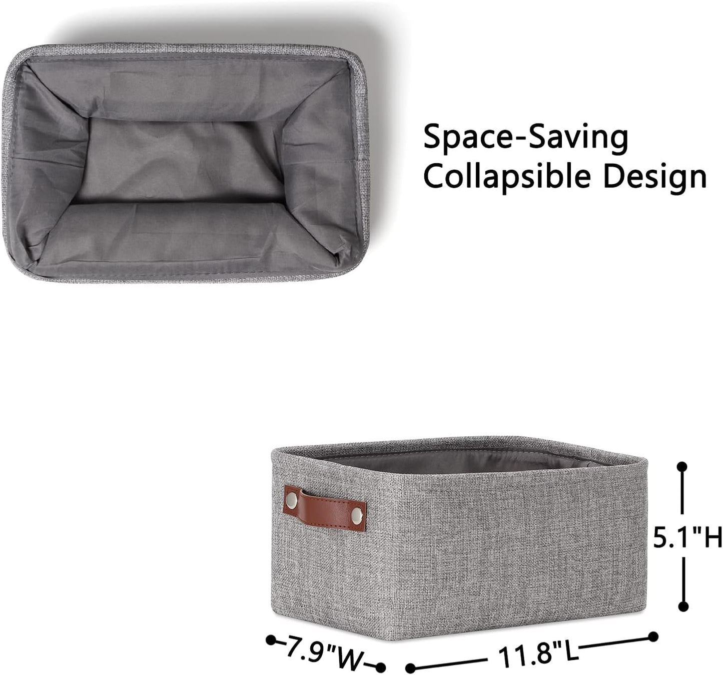 Fabric Storage Bins / Grey / 11.8 x 7.9 x 5.1 / Small/6p / Set of 3