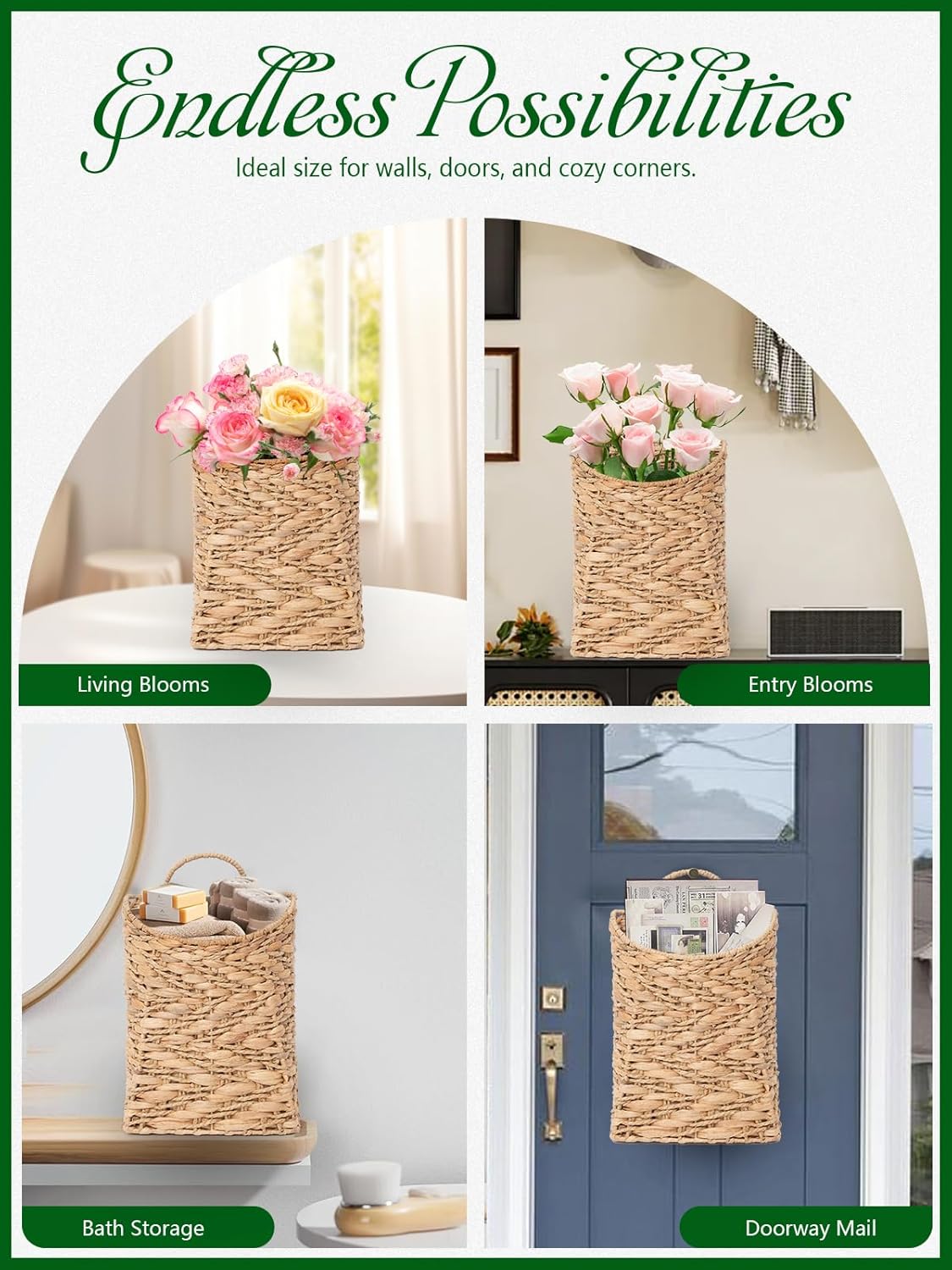 Water Hyacinth Basket for Boho Farmhouse Decor / Bohemian / Natural