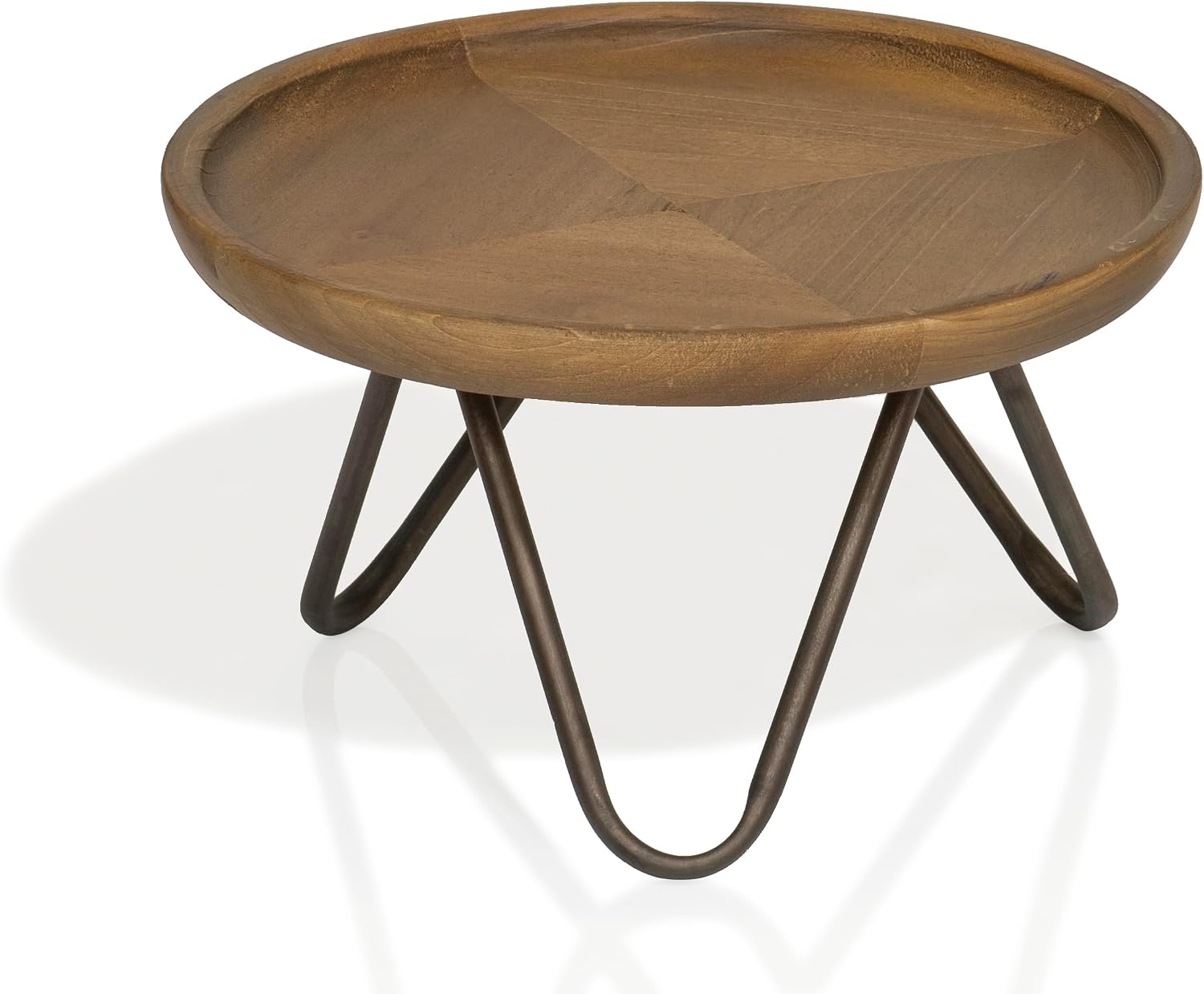 8.75" Dia Round Decorative Wooden Pedestal Plant Stand / Natural