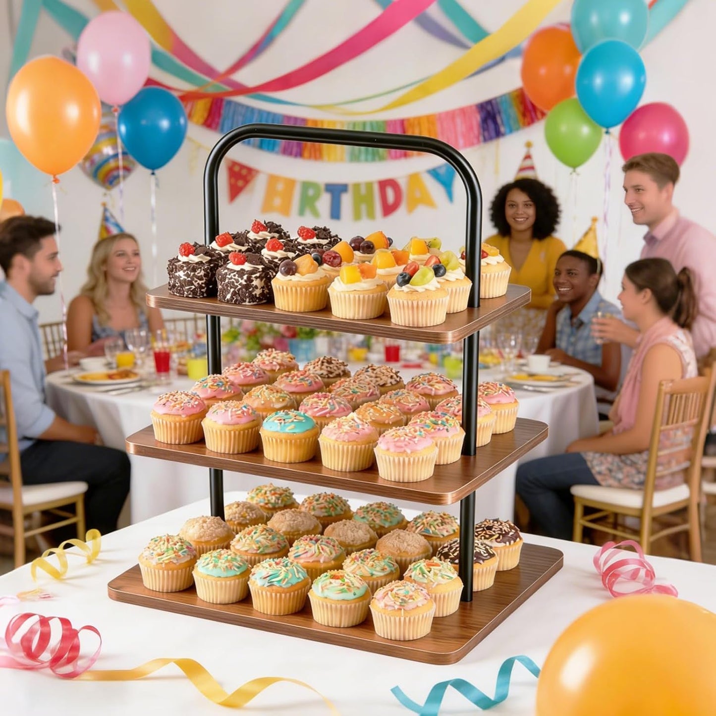 3-Tier Wooden Cupcake Stand / Retro