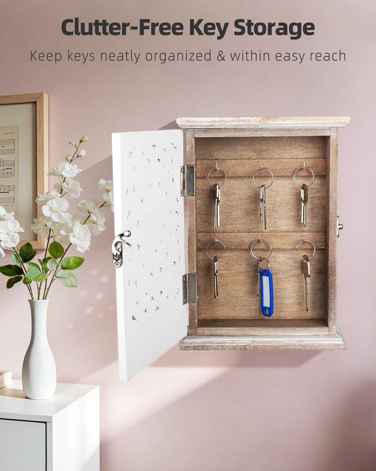 Key Hooks / Home Key Holder / White / 12 Hooks, No Key Tags