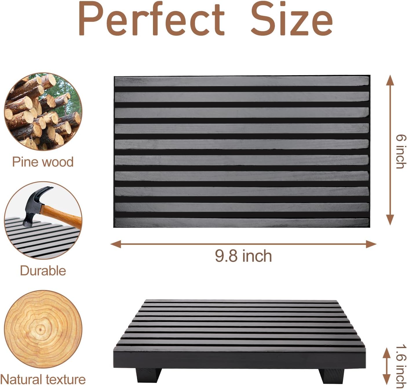 Bathroom Counter Organizer Wooden Display Pedesta Stand Kitchen Countertop Trays / 10 x 6 / Black
