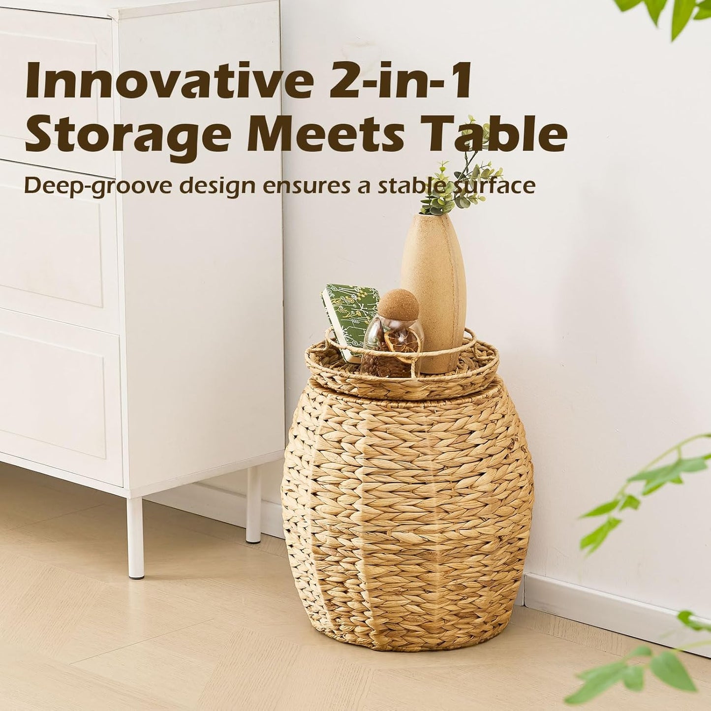 Round Wicker Basket / Natural / Set of 17